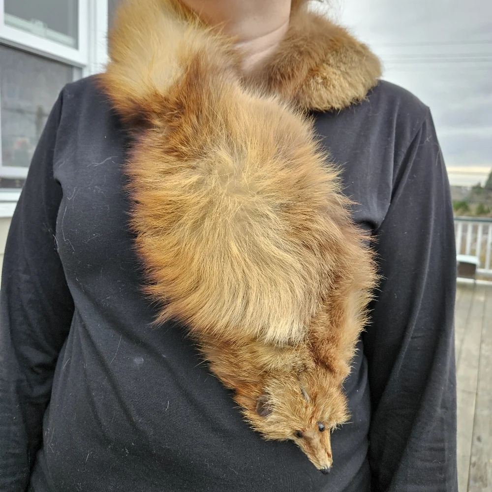 Vintage Fox Fur Collar With Mink Face